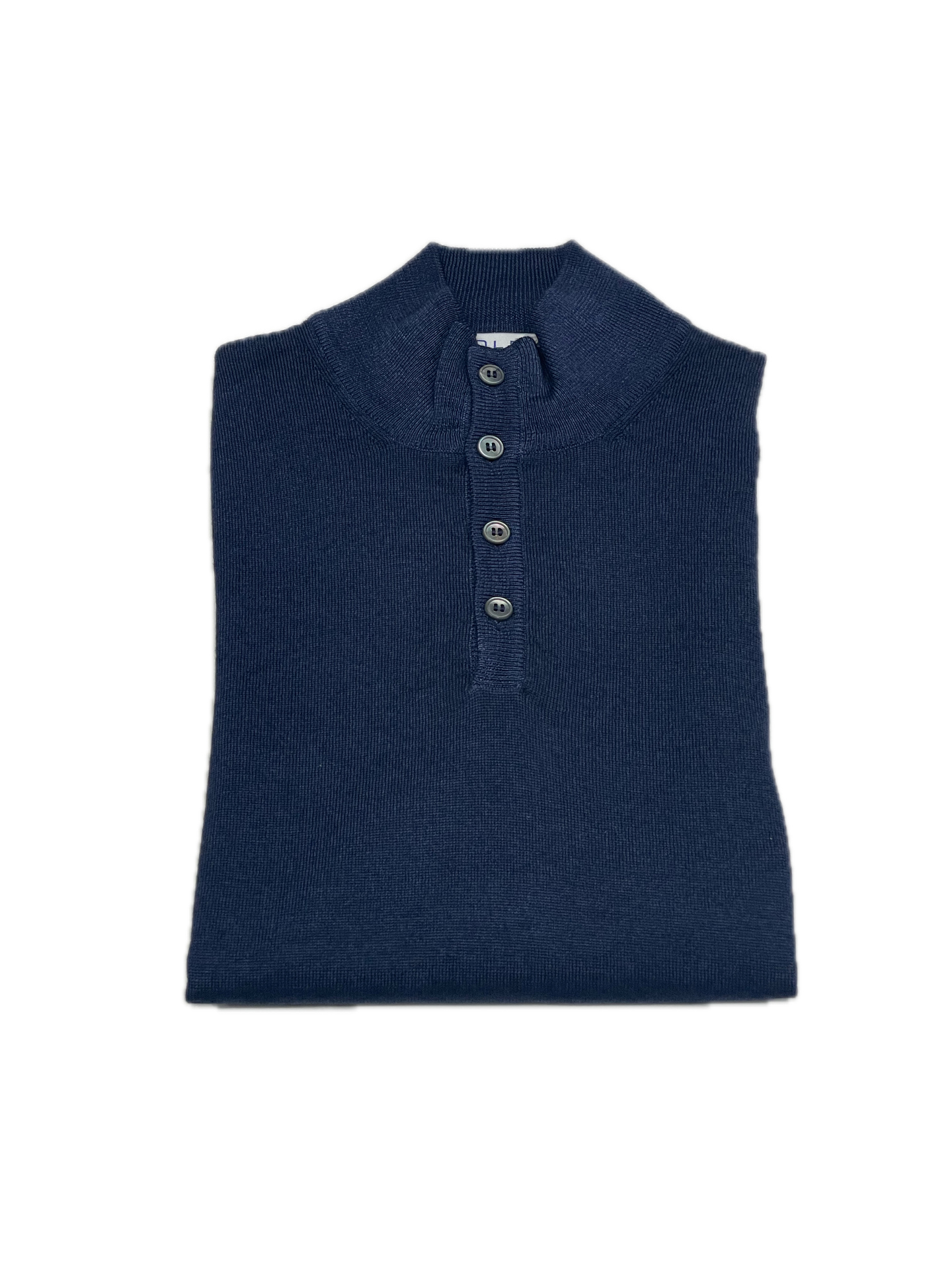 Button neck pullover in Navy Blue vintage merino wool