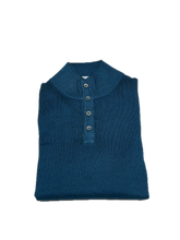 Load image into Gallery viewer, Button neck pullover in Teal vintage merino wool
