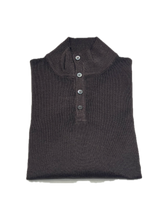 Load image into Gallery viewer, Button neck pullover in Brown vintage merino wool
