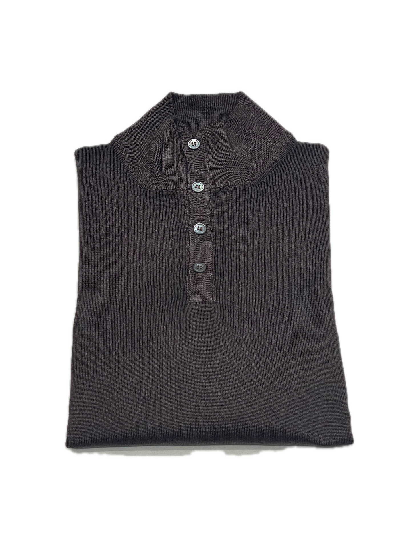 Button neck pullover in Brown vintage merino wool