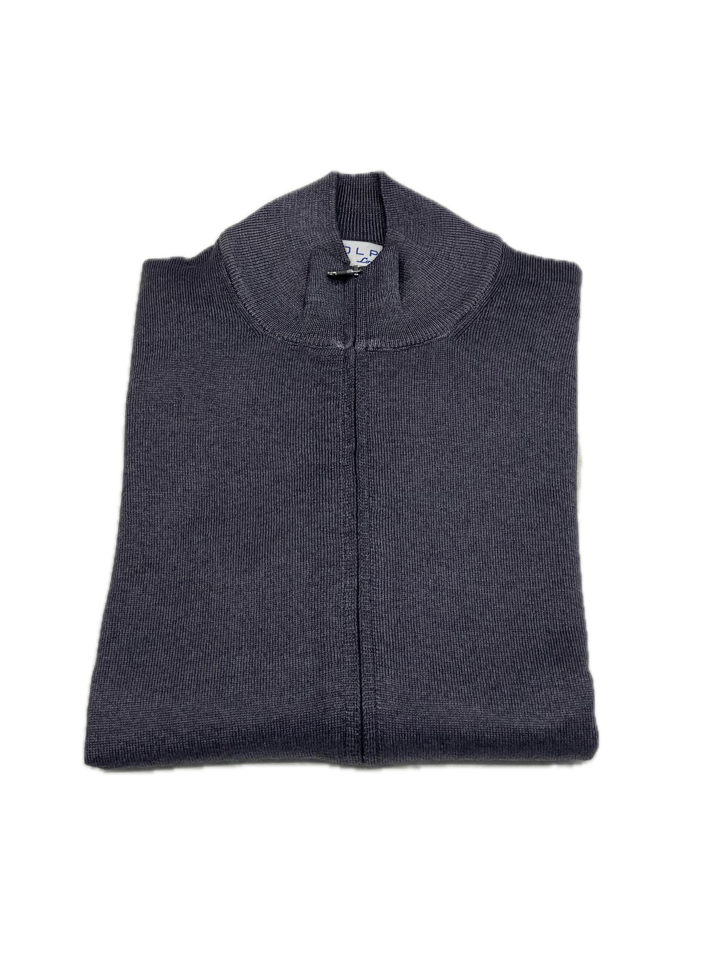 Full Zip sweater zip in grey vintage merino wool