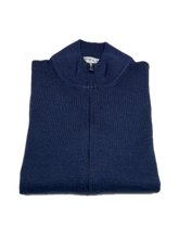 Load image into Gallery viewer, Full Zip sweater zip in navy vintage merino wool
