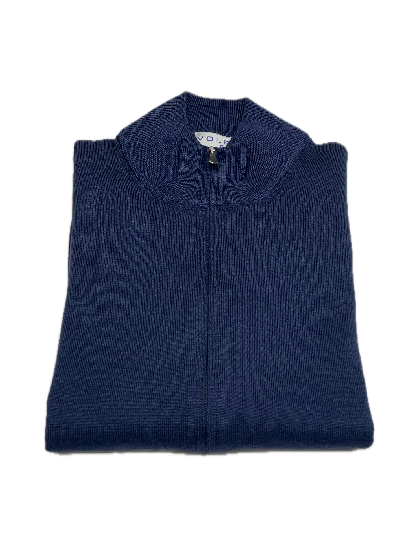 Full Zip sweater zip in navy vintage merino wool