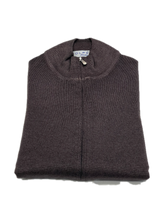 Load image into Gallery viewer, Full Zip sweater zip in brown vintage merino wool

