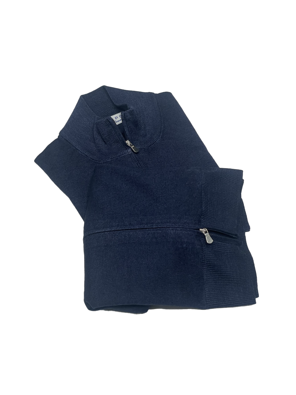 Full Zip sweater zip in navy vintage merino wool