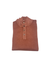 Load image into Gallery viewer, Button neck pullover in Terracotta vintage merino wool
