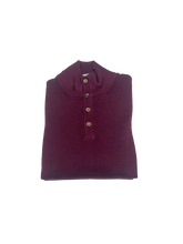 Load image into Gallery viewer, Button neck pullover in Bordeaux vintage merino wool
