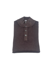 Load image into Gallery viewer, Button neck pullover in Brown vintage merino wool
