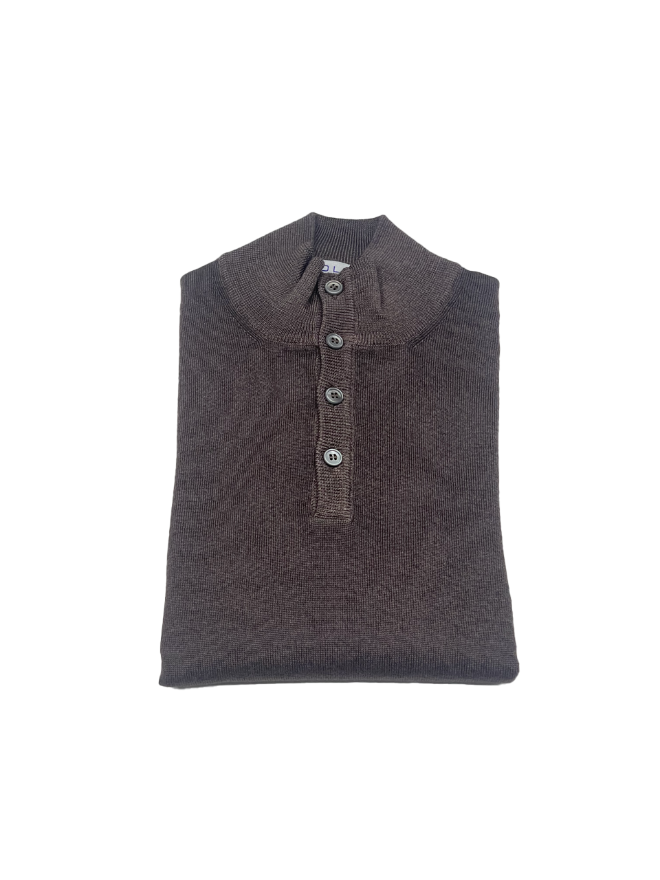 Button neck pullover in Brown vintage merino wool