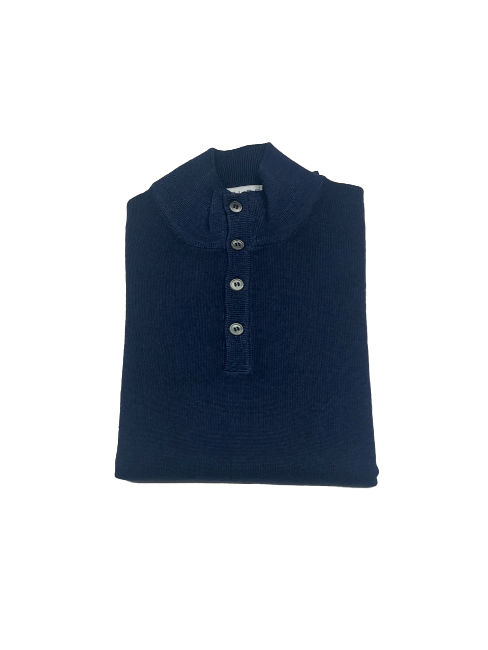 Button neck pullover in Navy Blue vintage merino wool