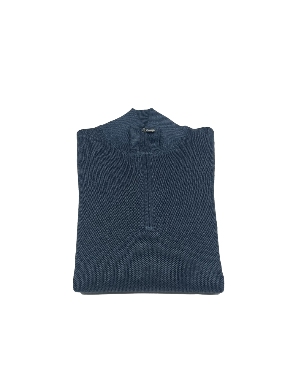 Quarter zip in petrol blue wool