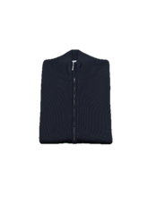 Load image into Gallery viewer, Full Zip sweater zip in navy merino wool
