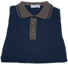 Load image into Gallery viewer, Cable Knit Polo shirt with contrast trim
