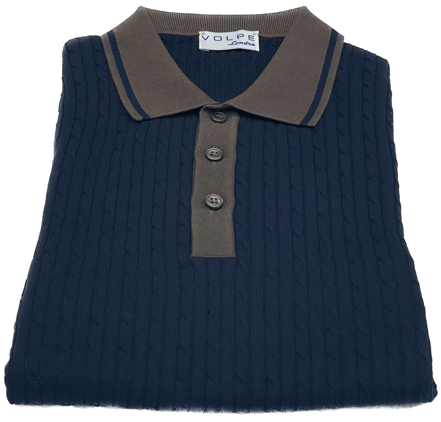 Cable Knit Polo shirt with contrast trim