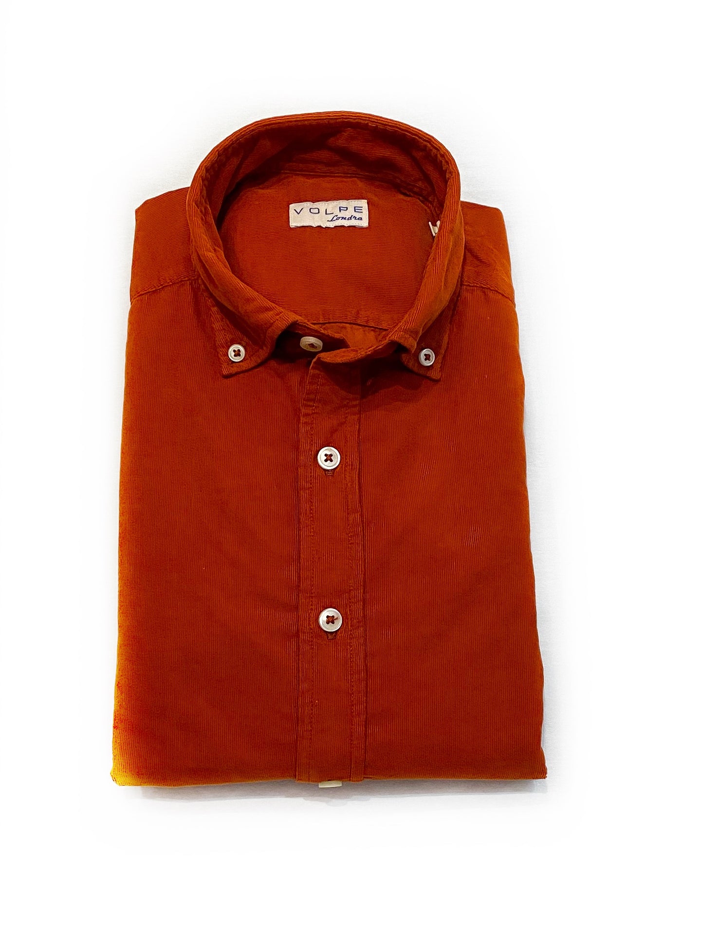 Fine corduroy long sleeve shirt with button down collar