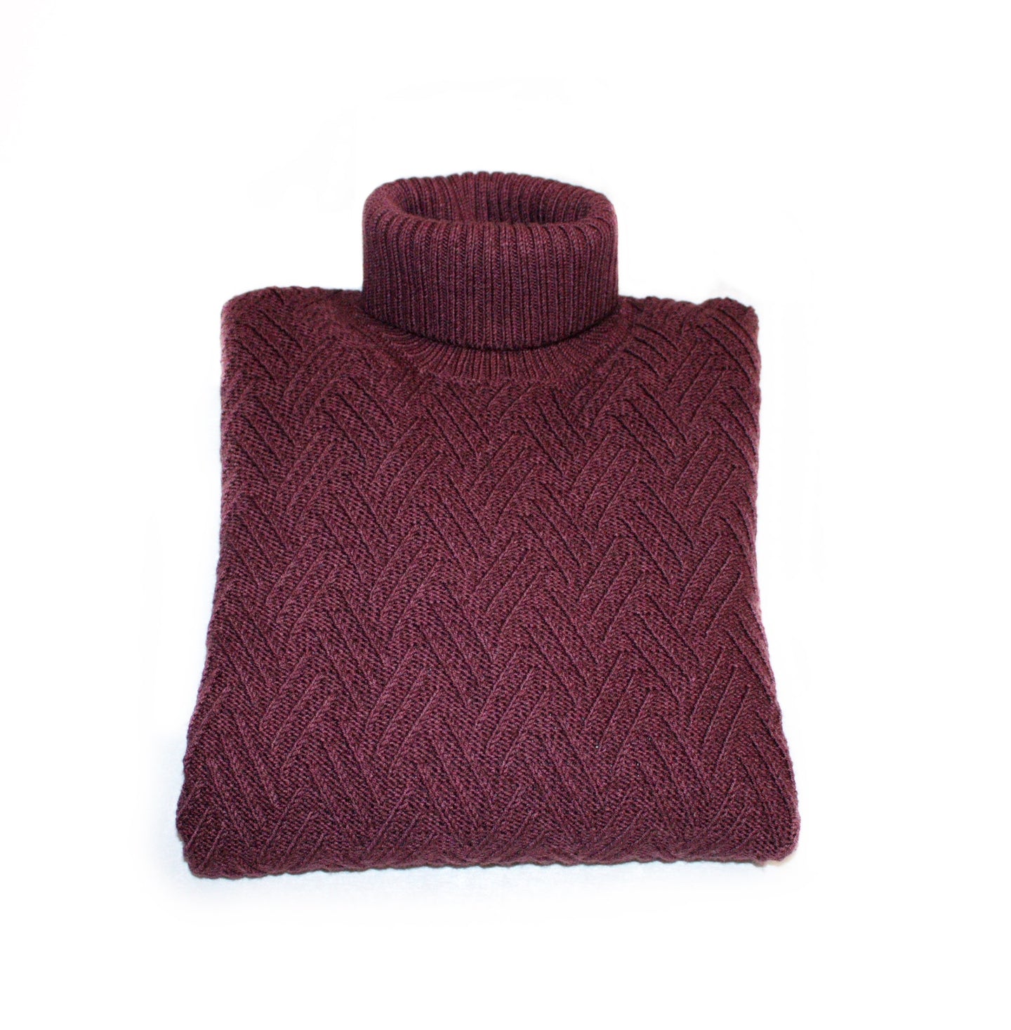 Roll neck in burgundy merino wool